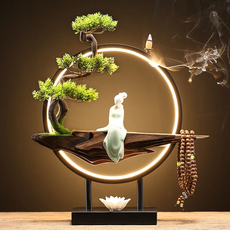 Electronic Censer Incense Burner Home Decor Comfort Waterfall Fragrance Fireplace Flavoring For Home Soporte Incienso Backflow