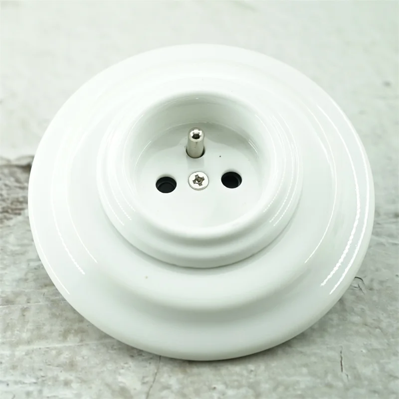 Modern Flush Mounting Electrical French Vintage Porcelain Ceramic Wall Socket