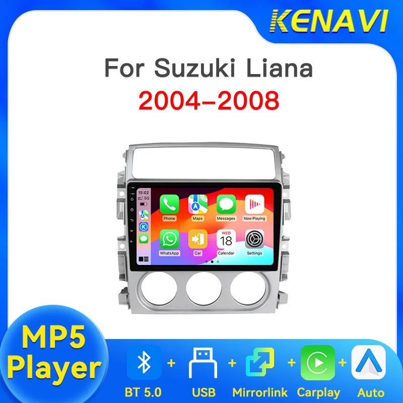 Автомобильная мультимедийная система с сенсорным экраном для Suzuki Liana 2004-2008, MP5-плеер, CarPlay, Android Auto, Bluetooth 5.0, USB