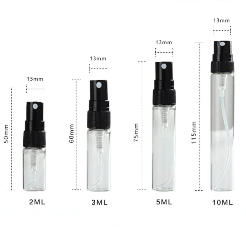 2ml 3ml 3ml 5ml 10ml Mini klare Parfüm glasflasche tragbares Reagenzglas dünnes Glas leere Kosmetik flasche Probe Flüssigkeits flaschen