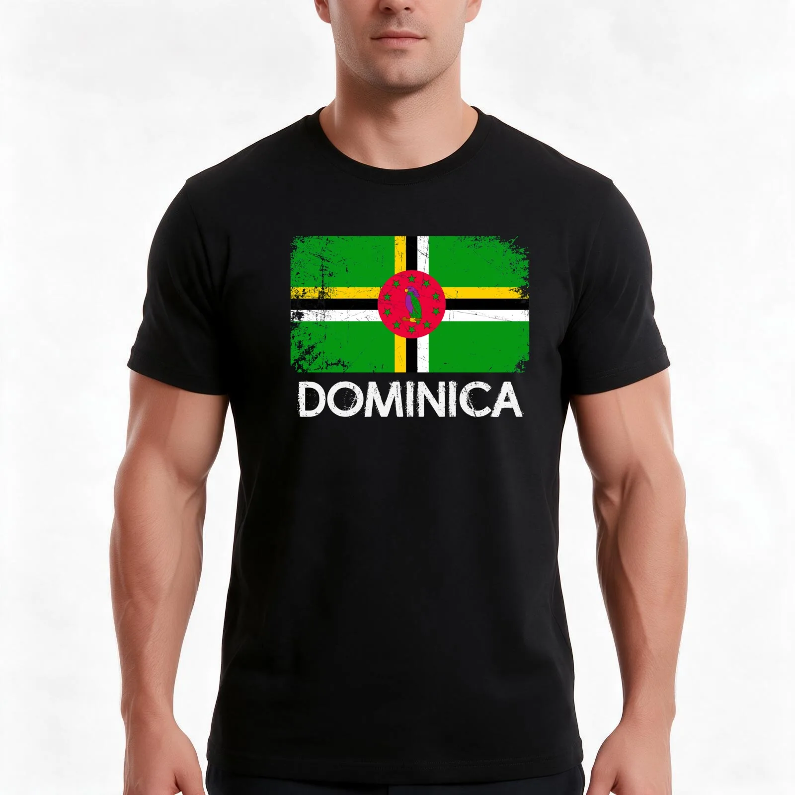 Dominican Flag Design Vintage Made In Dominica Gift T-Shirt, Summer Casual Cotton Tee, Oversized Streetwear Tops, 100% Cotton