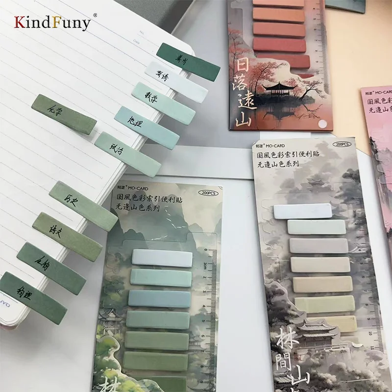 KindFuny 200PCS Sticky Notes Offices Accessories Morandi Color Index Posted It Stickers Stationery Journaling Supplies Writable