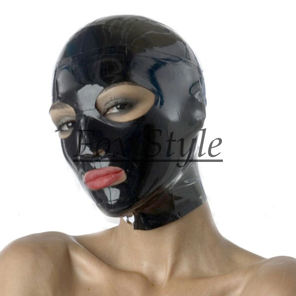 black latex hood with back zip