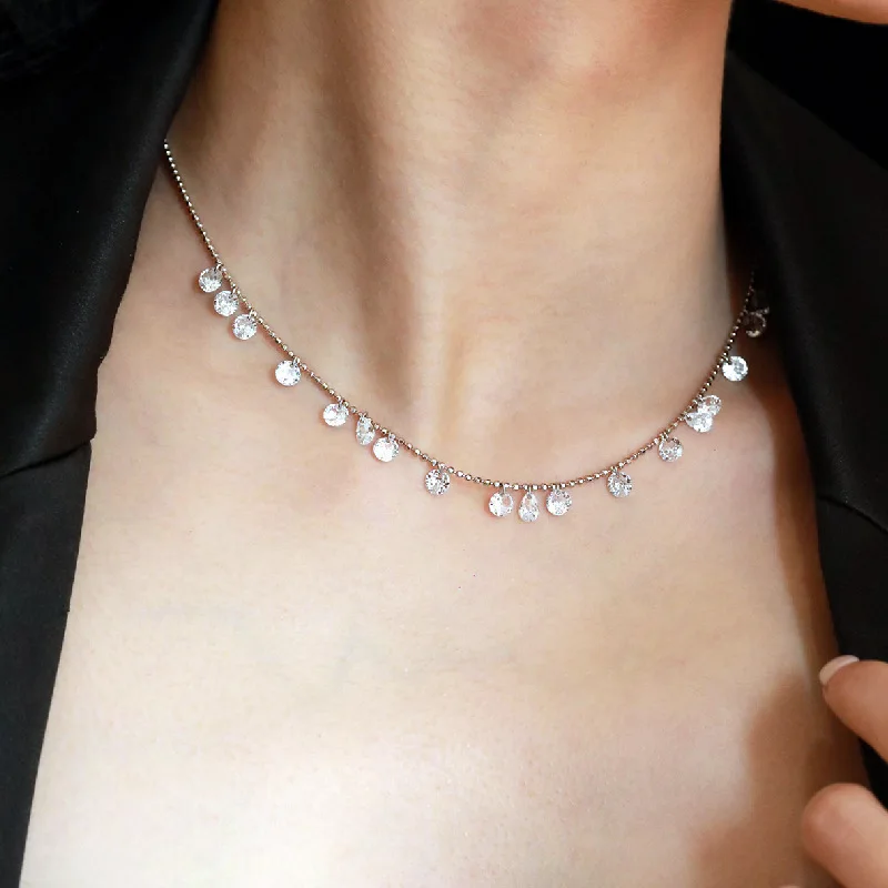 Luxury Zircon Choker Necklace For Women Delicate Simple New Temperament Thin Necklace