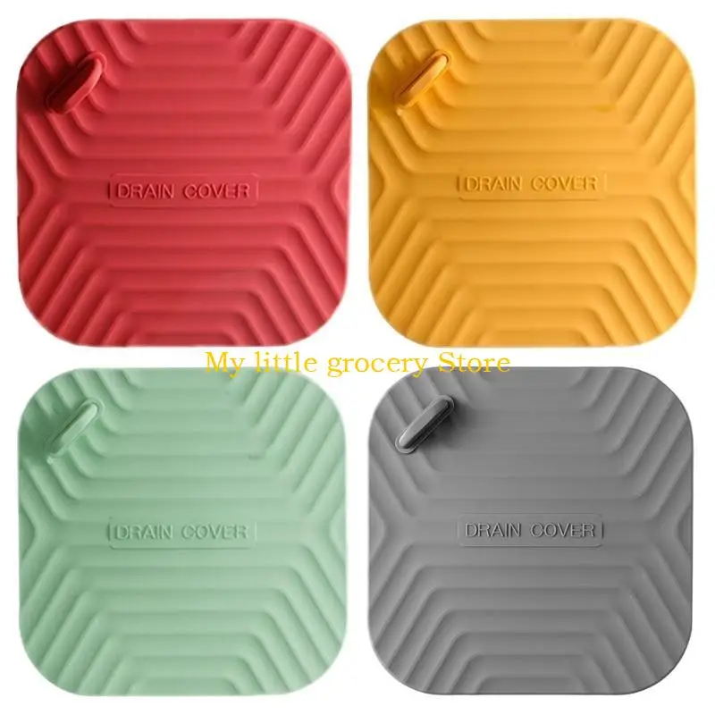 D5BD Bathroom Floor Drain Cover Square Silicone Drain Stopper Kitchen Sink Deodorant Insect-proof Sealing Cover Universal