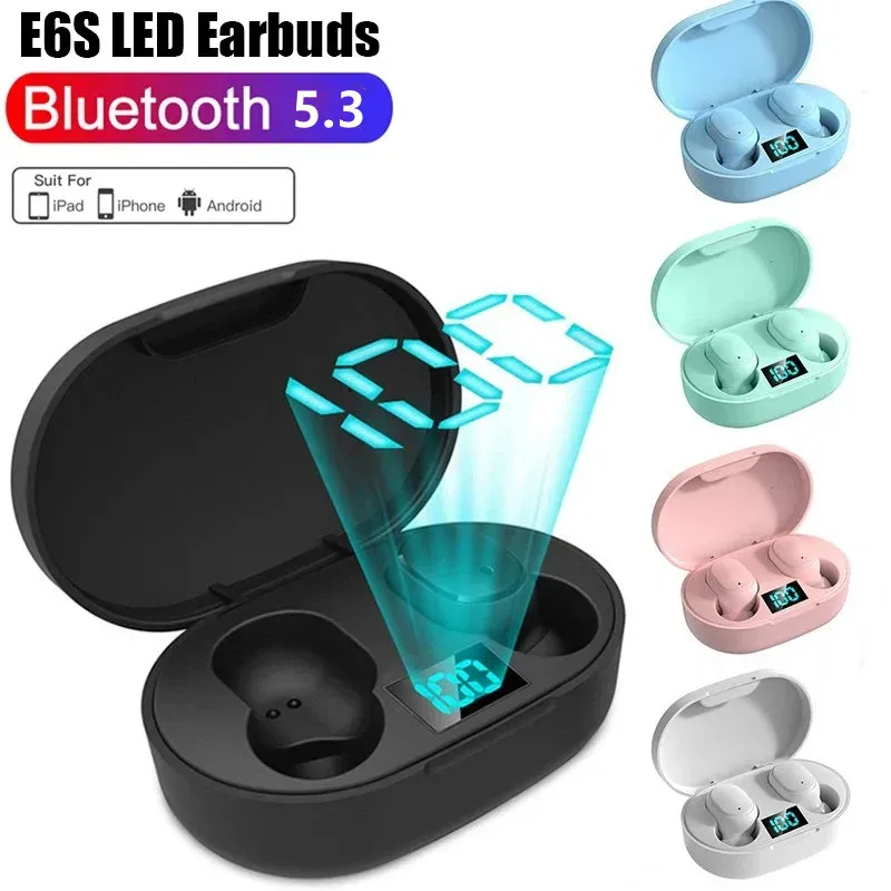 E6S TWS Wireless Bluetooth Headset Waterproof Noise Cancelling LED Earbuds with Mic Wireless Headphones Bluetooth Earphones