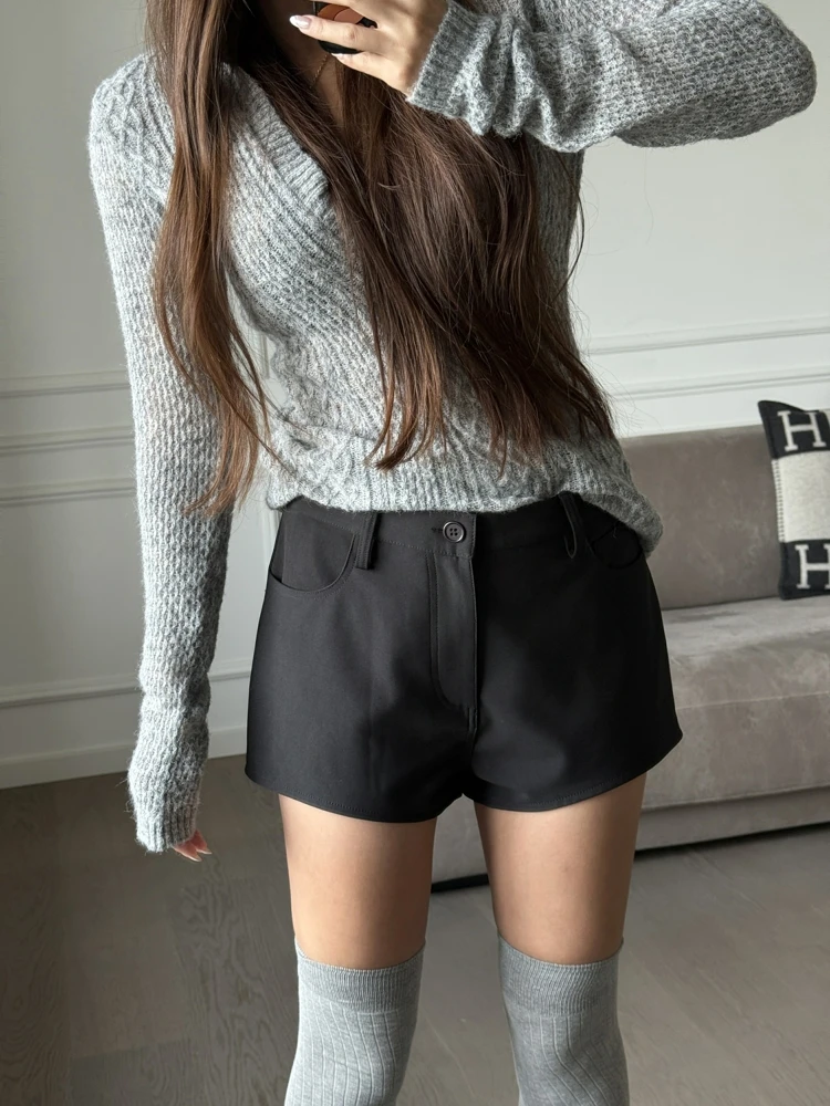 

Универсальные повседневные брюки Bla Non-Sti Hair Casual Shorts Maru Maruco с высокой талией и прямыми штанинами из полиэфирного волокна