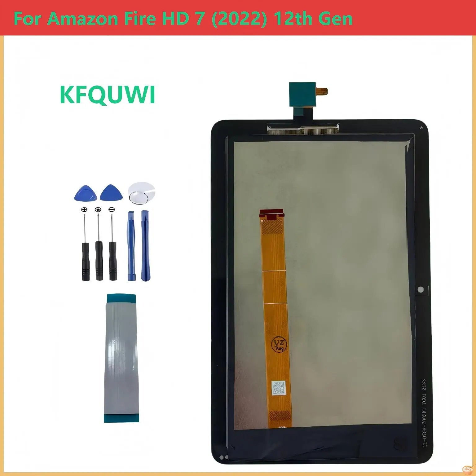 

For Amazon Fire HD 7 (2022) HD7 2022 12th Gen 7.0" KFQUWI LCD Display Touch Screen Digitizer Glass Assembly