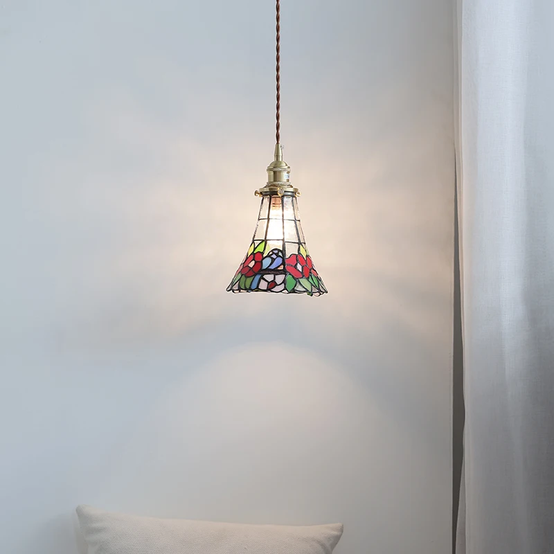 

Подвесной светильник из розового прикроватного стекла, японская барная стойка, эркер, персонализированный и креативный подвесной светильник в стиле ретро