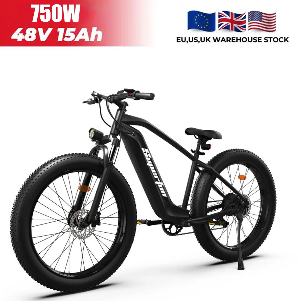 

EU Stock Electric Bike 750W waterproof motor 48V15AH battery shock-absorbing ebike 26*4.0inch fat tire mountain electric bicycle