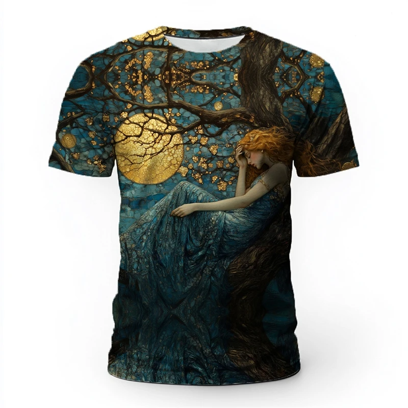 Artistic Beauty Pattern T Shirts For Men Summer Fashion Streetwear 3D Printed O Neck T-shirts Trendy Oversized Breathable Tees