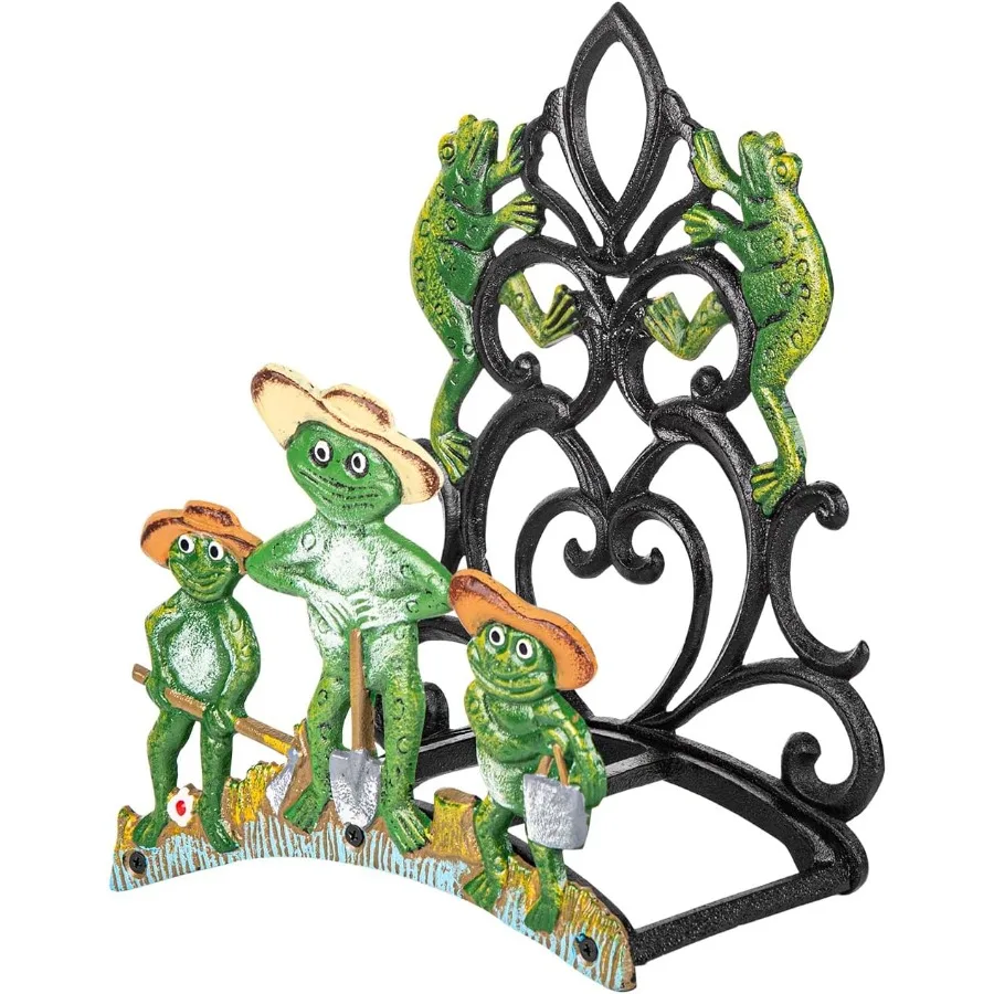 

Wall Mounted Garden Hose Holder with Large Capacity and Heavy Duty Design for Outdoor Use Featuring a Sturdy Cast Iron Metal St