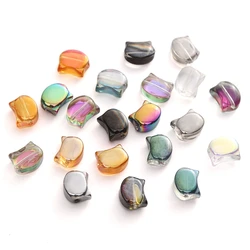 10pcs 10x8mm 다채로운 유리 구슬 고양이 머리 느슨한 구슬 팔찌 목걸이 반지 보석 만들기 DIY 공예 액세서리