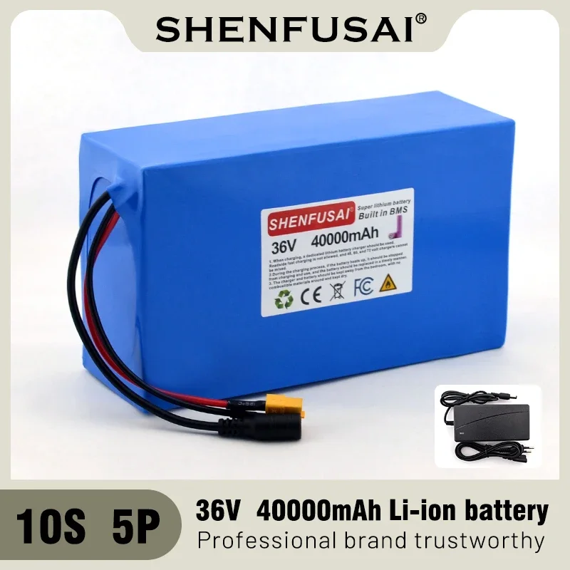 

High power 36V 10S5P 18650 lithium-ion battery pack, suitable for bicycles, scooters, BMS+3A chargers