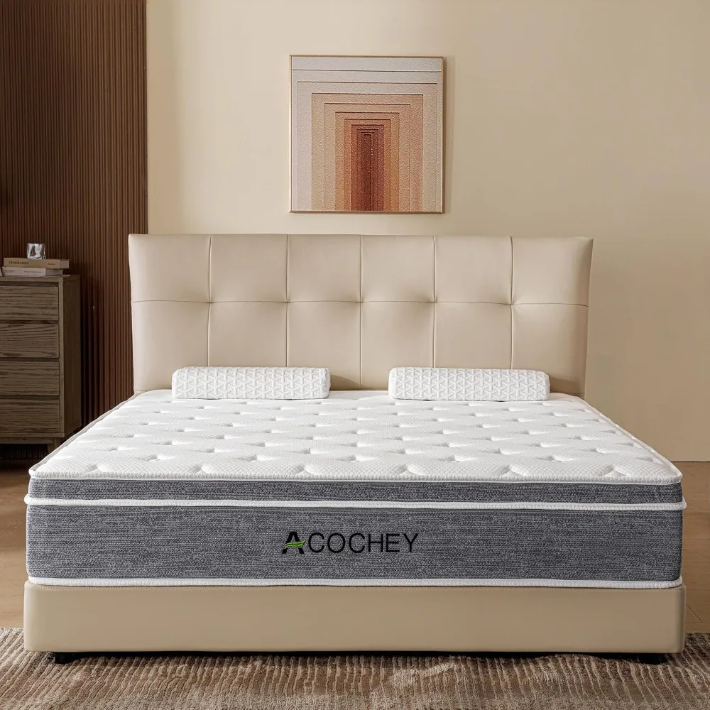 Full Mattress in a Box,10 Inch Full Mattresses,Gel Memory Foam Medium Firm Grey Hyrid Mattress,Quality Comfort