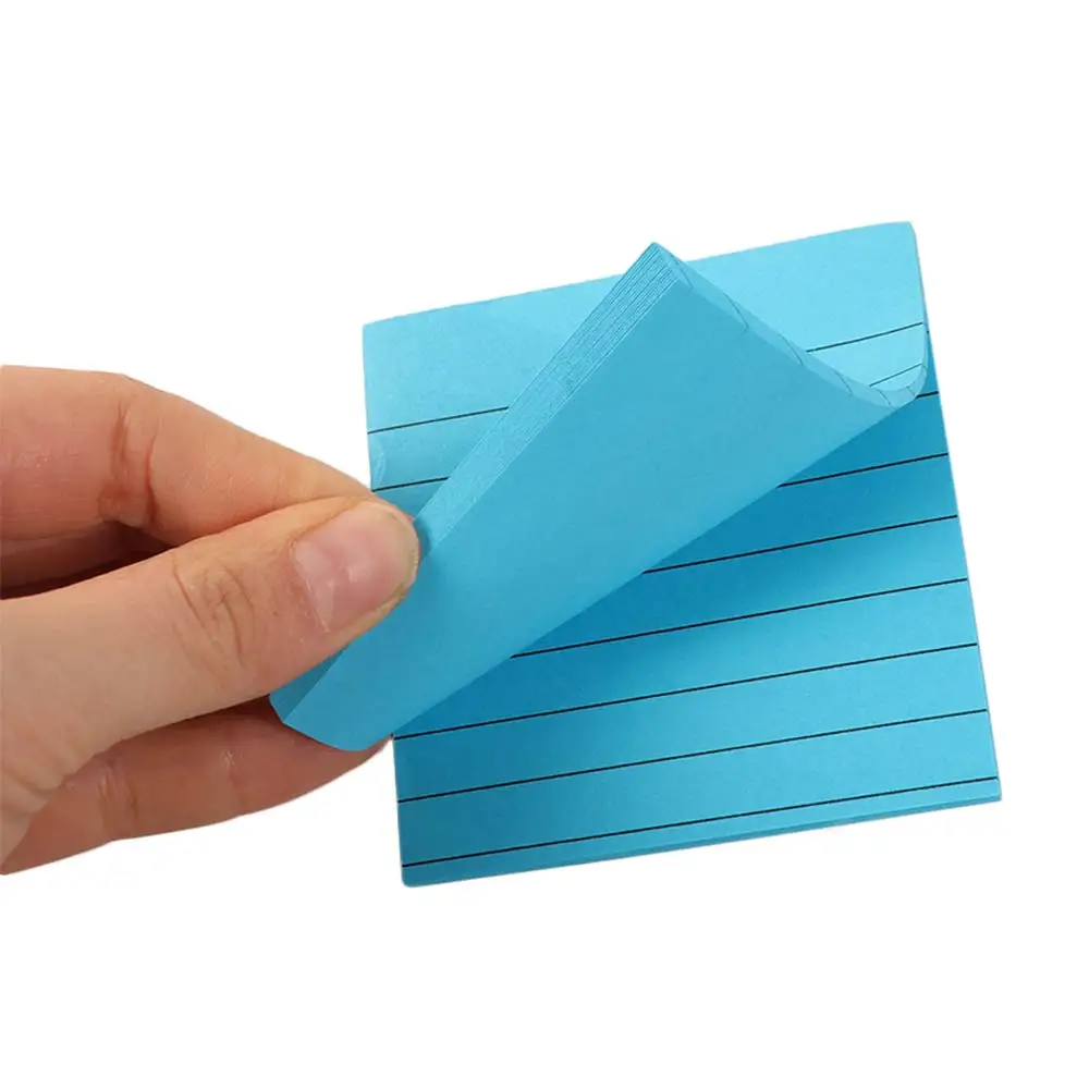 8Pcs Self-adhesive Self Sticky Notes Pad with Lines N Times Student Writing Marker 76X76MM 8 Rainbow Color Writing Memo Pad