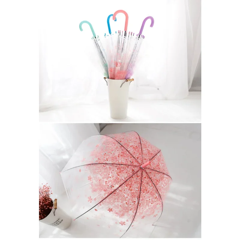 

Romantic Transparent Clear Flowers Umbrella for Wind Heavy Rain Women Sun UmbrellaBubble Dome Cute Designer Goth beach umbrella