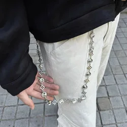 New petals Four leaf clover neutral jeans with a punk style zipper, multifunctional fashion accessory