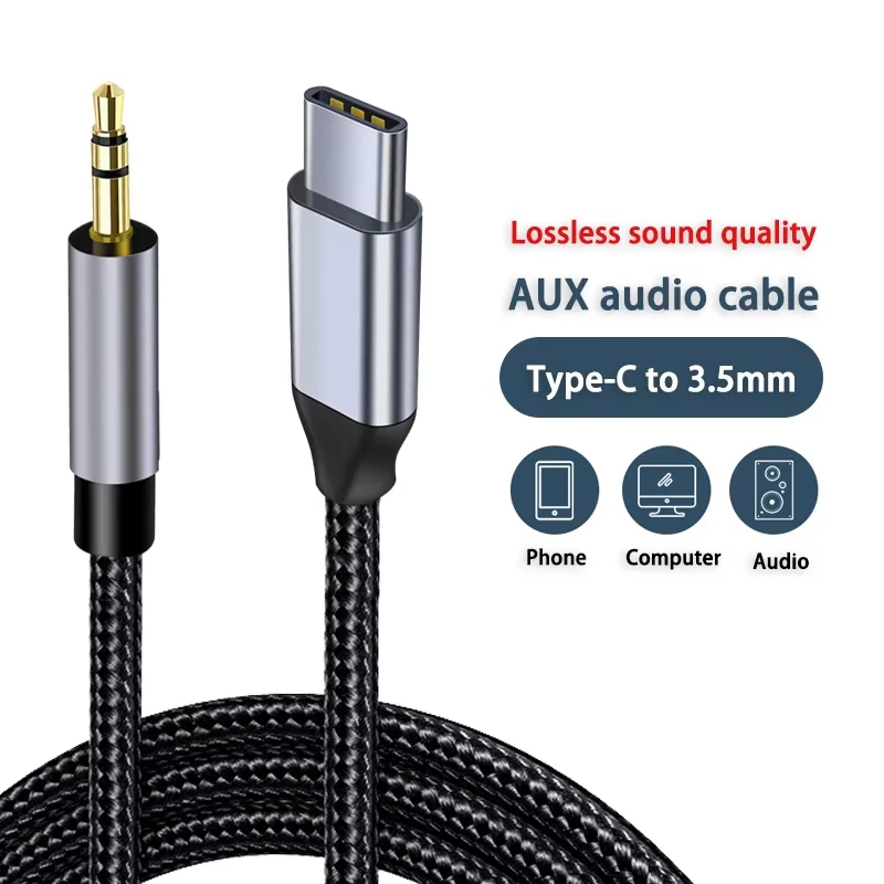 Cable de Audio auxiliar USB tipo C a conector de 3,5mm, adaptador de Audio DAC USB-C para auriculares de teléfono inteligente, conector de Audio de sonido estéreo HIFI para coche