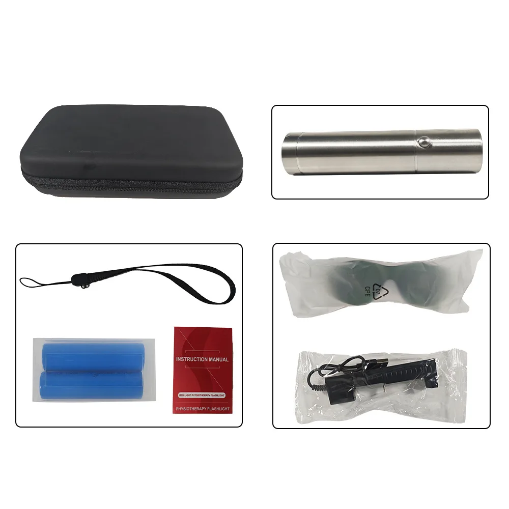 Red and Blue Infrared Light Flashlight Three-color LED Physiotherapy Flashlight High-power Flashlight