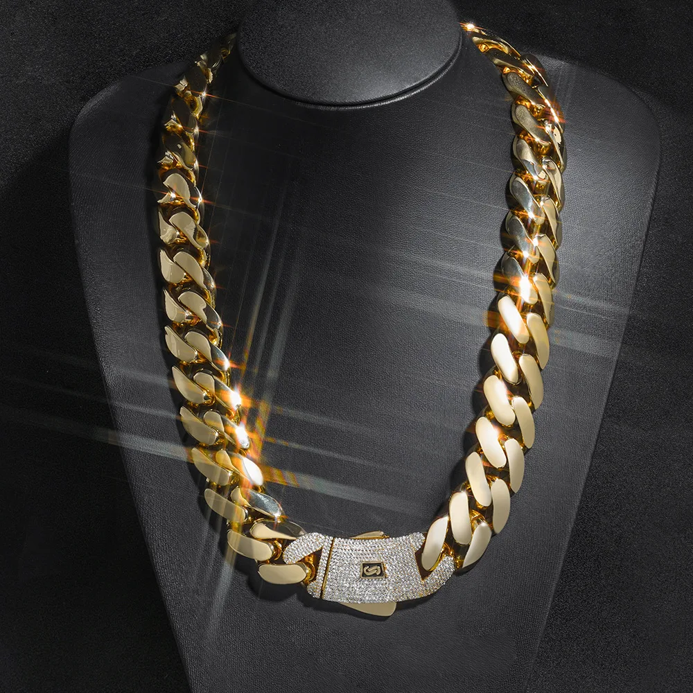 Hip hop smooth Cuban chain high-end men's jewelry mirror necklace for men and women rap singer street party accessories Valentine's Day/commemorative gifts Birthday gifts Anniversary gifts