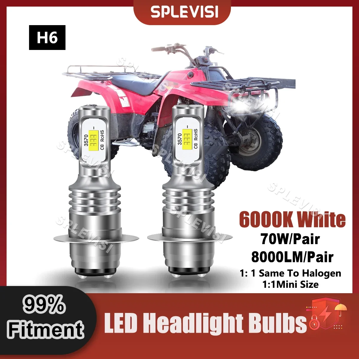 

Xenon White H6 LED Headlamp Bulbs CSP Chips For Kawasaki Bayou 300 1989 1990 1991 1992 1993 1994 1995 1996 1997 1998 1999 2000