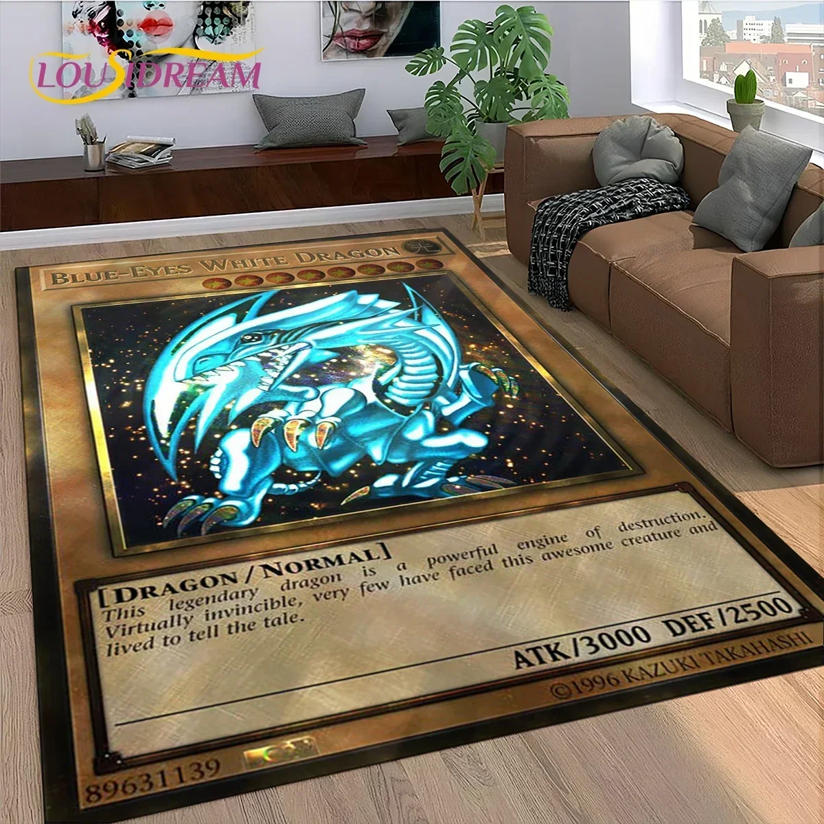 

27 Style Yu-Gi-Oh Blue Eyes Dragon Monster Gold Card Cartoon Game Carpet Rug for Bedroom Living Room Home Sofa,Decor Floor Mat