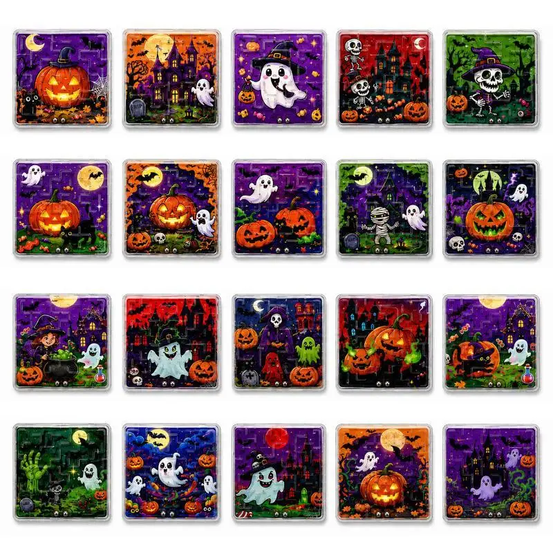 10Pcs Halloween Mini Maze Toys Educational Handheld Brain Puzzles Party Favor Halloween Party Favor for Kid Goodies Bag Exchang