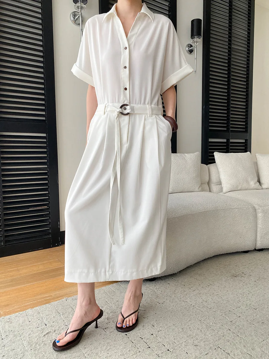 Frühlings- und Sommerkleid für Damen, lässig, einfarbig, bequem, tailliert, figurbetont. – Detail 20
