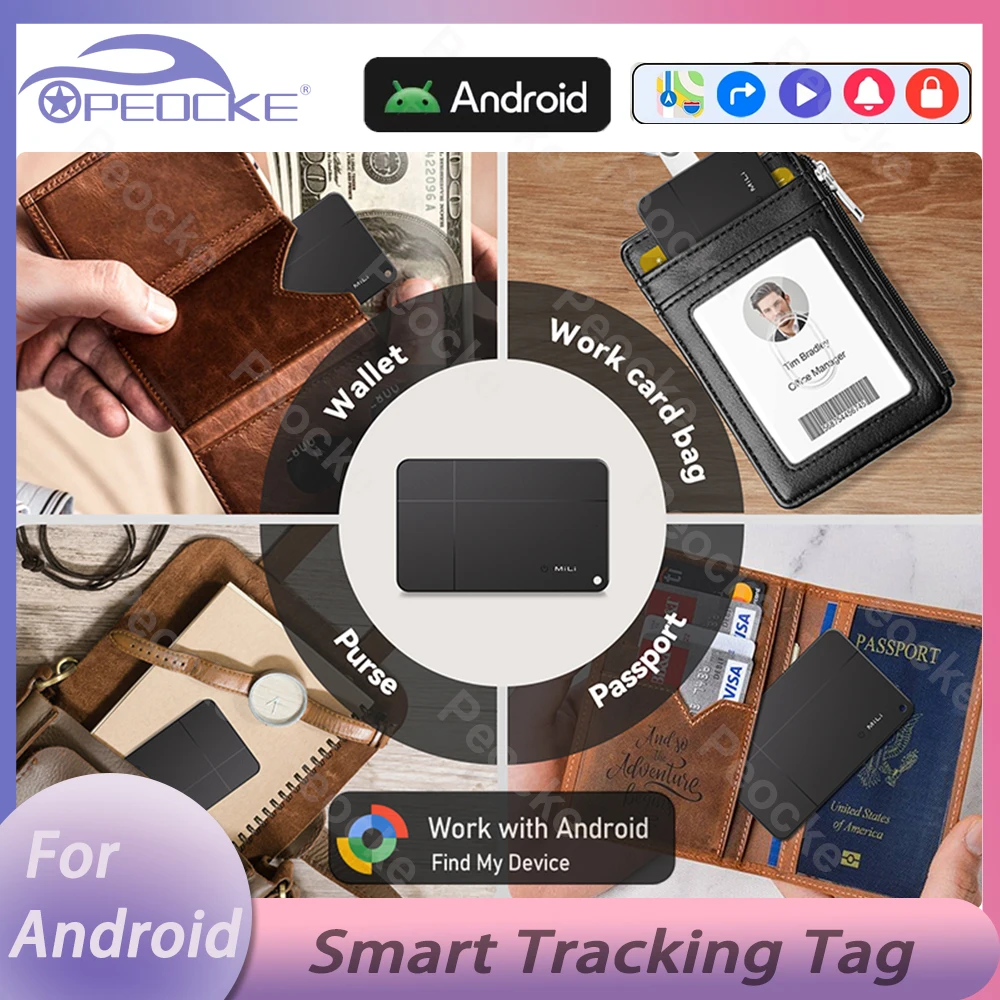 

Mili Smart GPS-трекер, карта работает с Google Find My Wallet, паспорт, ключ, отслеживание местоположения телефона для Android, устройство против потери