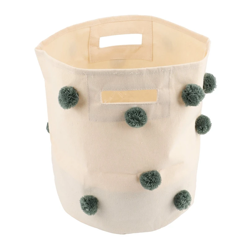 

Ins Portable Canvas Handmade Wool Ball Waterproof Toy Storage Bucket Tabletop Sorting Sundry Storage Basket