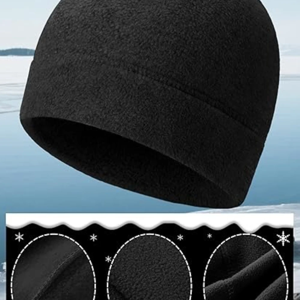 1pc Winter Warm Skull Cap Soft Fleece Beanie Hat Outdoor Sports Thick Windproof Watch Cap Skiing Warmth Colored for Men Women image 6