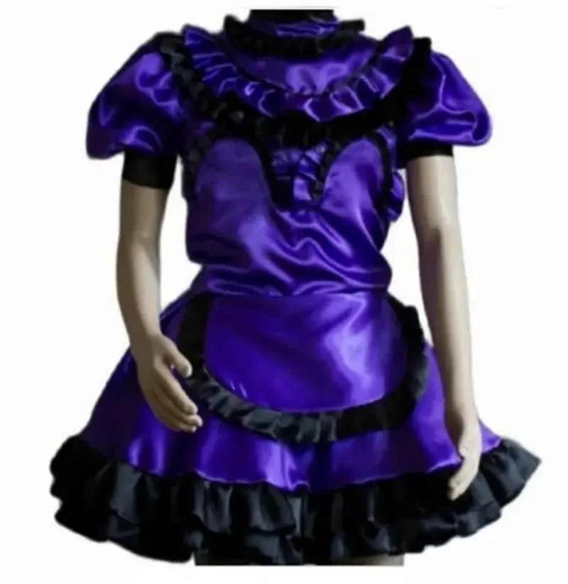 

Sissy Purple Satin Lockable Dress Maid Cosplay Tailor made