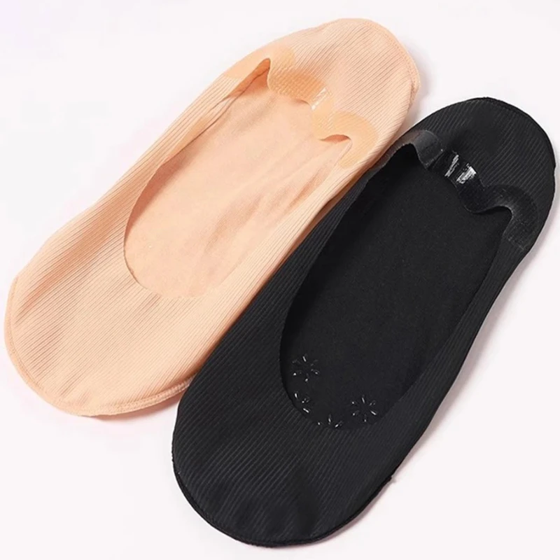 5Pairs Women Socks Breathable Invisible Silicone Non-slip Solid Color Boat Sock Comfortable High Quality No-Show Sox Ultra-thin view 2
