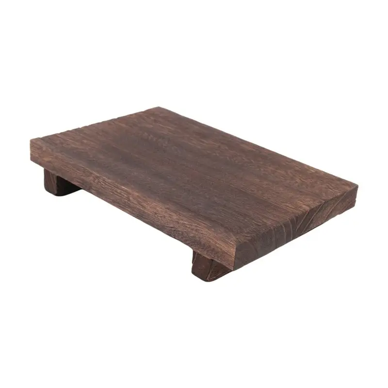 ABJO-Wood Pedestal Soap Stand Bathroom Kitchen Countertop Tray Farmhouse Wood Riser Soap Dish Plants Holder