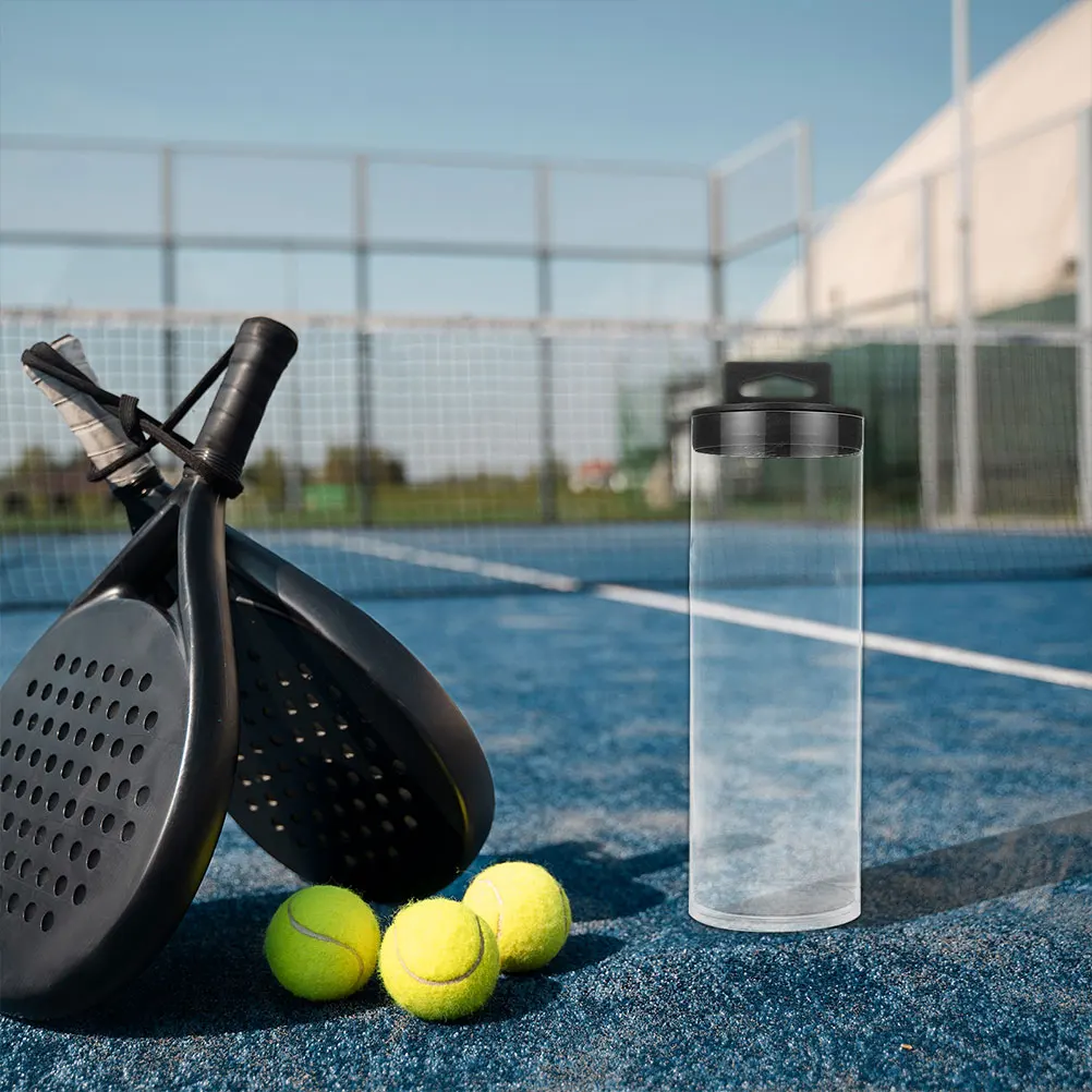 

2pcs Tennis Cylinders PVC Transparent Holders Black Lid Sports Supply Clear Ball Organizer Bottles Storage Portable
