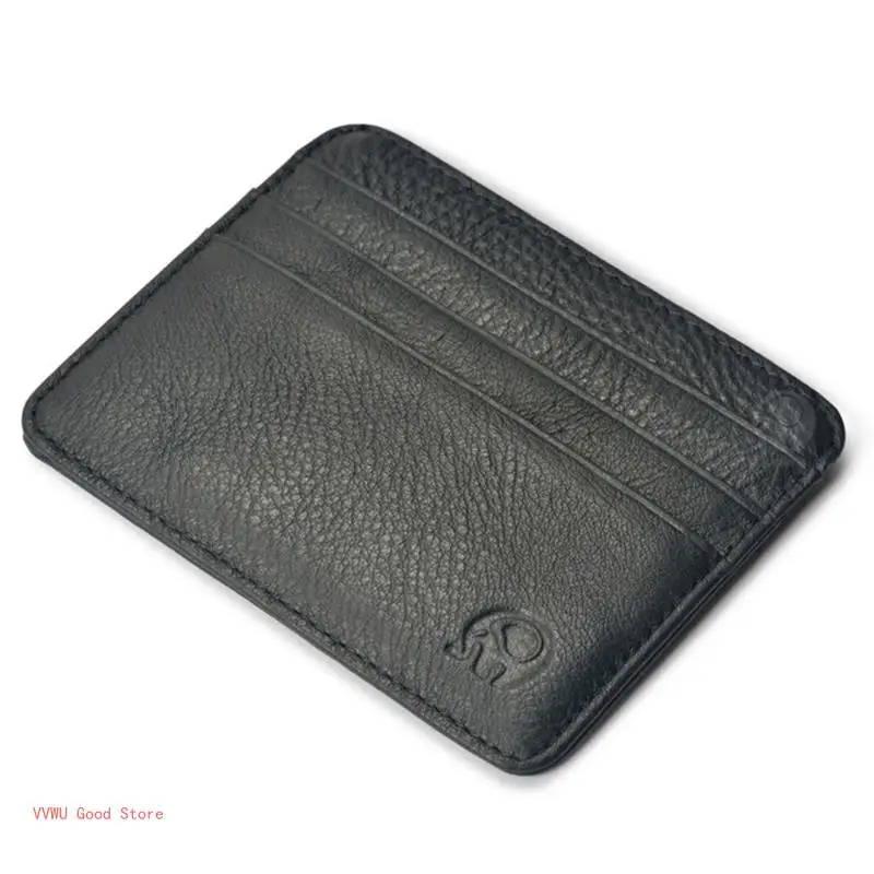 Leather Men Women Wallet with 6-Card Slots Coin Purse Small Card Holder Vintage Wallet RFID Blocking Front Pocket Wallet