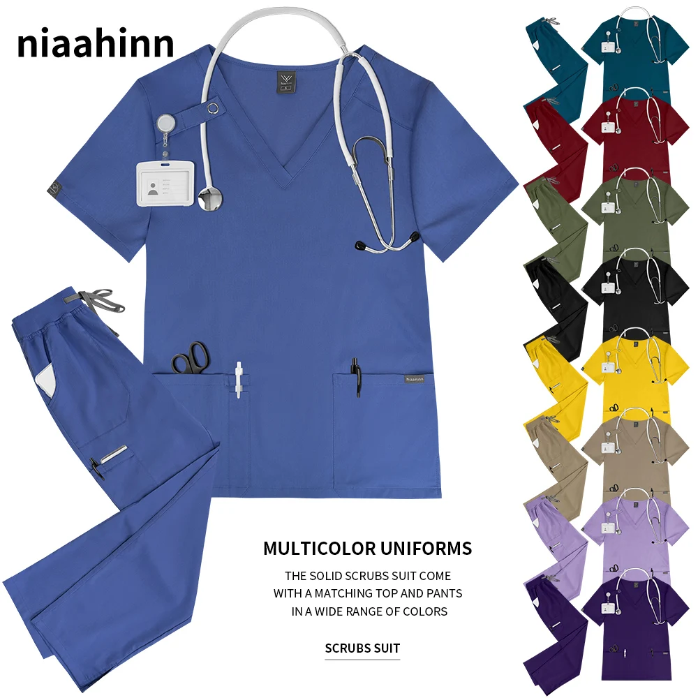 

Niaahinn Uniformes Medicos, рабочая одежда для стоматолога и медсестры, женская медицинская униформа медсестры, скрабы, униформа, женские скрабы, комплект спецодежды