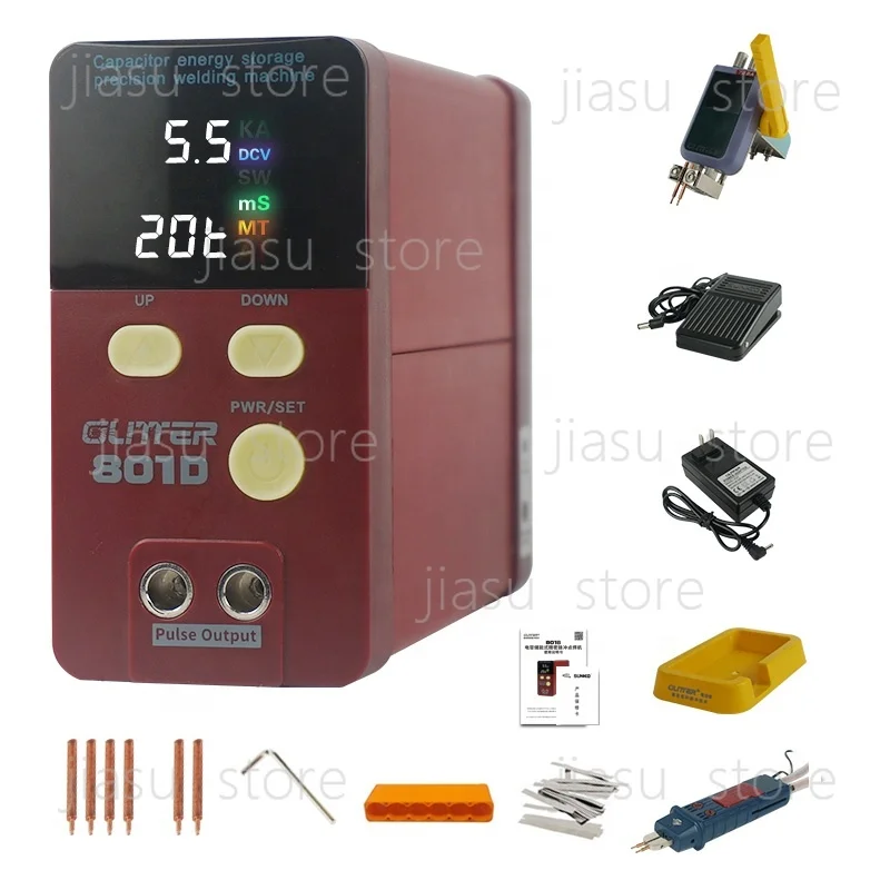 

Glitter 801D Capacitor Spot Welder 1800A PLC 0.1-0.35mm Pure Nickel Welding Battery Welding Machine