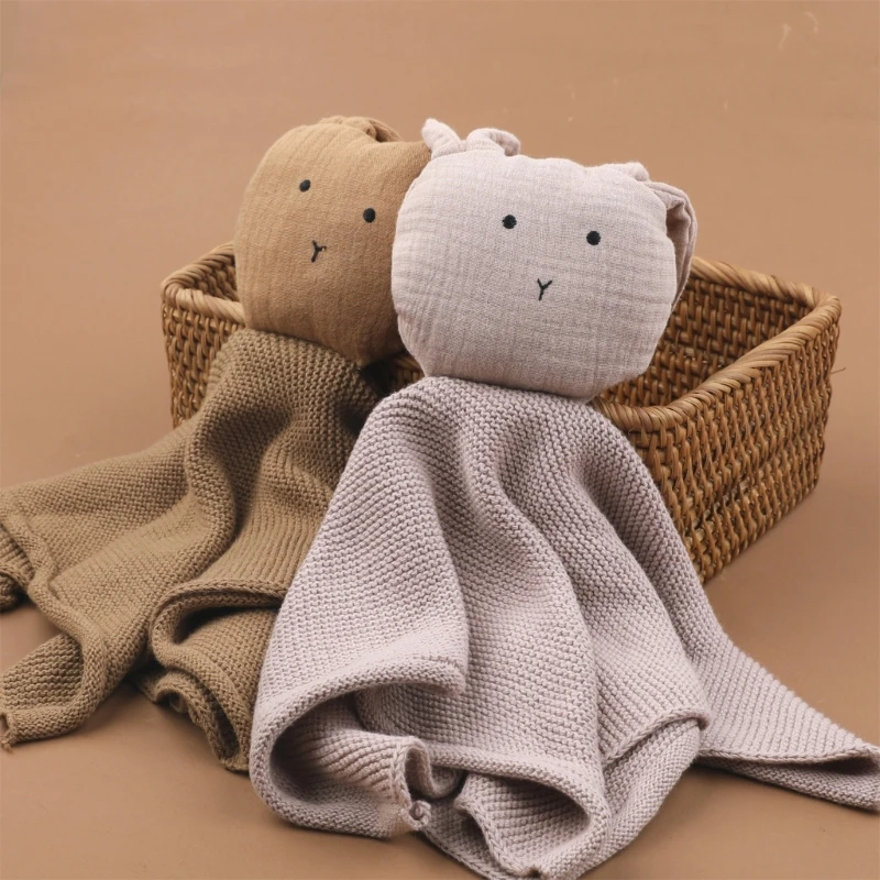 Crochet Rabbit Baby Towel kawaii Bunny Doll Toys Newborn Soothe Appease Towel Cotton Cuddle Comforter Blanket Baby Face Towel