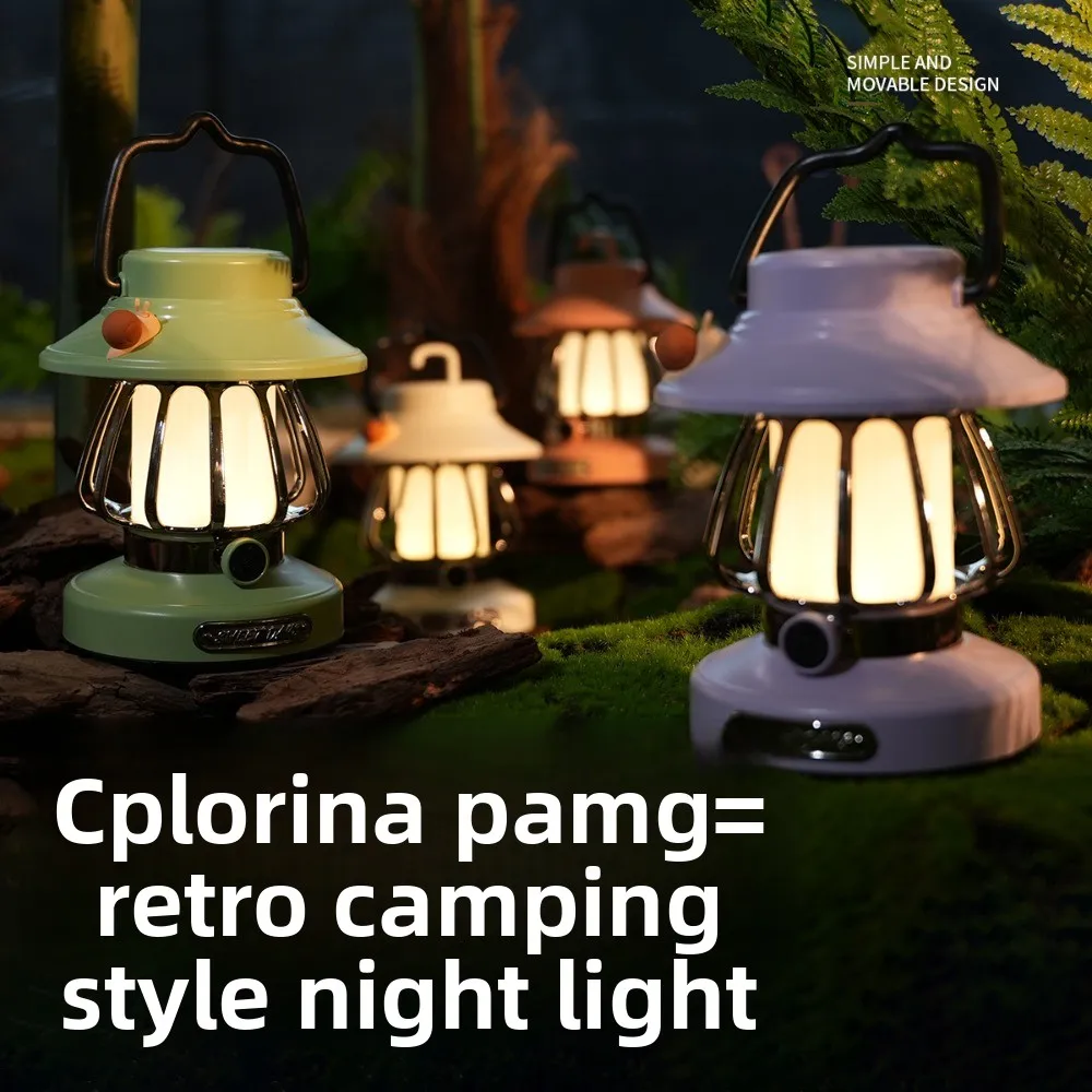 Small Snail Retro Camping Night Light Portable Charging Outdoor Desk Lamp Horse Lamp for Tent Camp Ambient Lighting