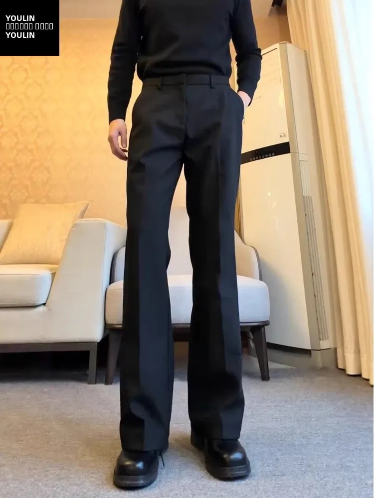 

Мужские брюки Cleanfit Bla Flared: зимние, с высокой талией, прямые, струящиеся, на флисовой подкладке, облегающие, повседневные, костюмные