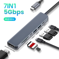 USB C Hub 3.0 4K HDMI-Compatible USB C Adapter with Type C PD SD TF Card Reader for MacBook pro Air M1 iPad Laptop Expander