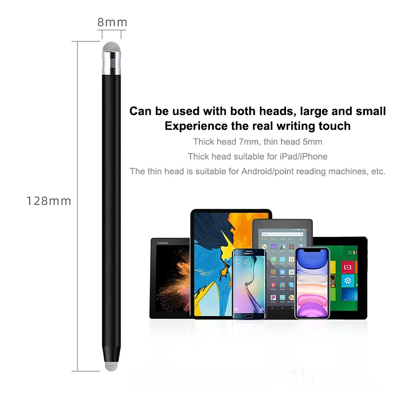 

Емкостный стилус из сетчатого волокна, ручки для сенсорного экрана с двойным наконечником, ручка для рисования для универсального емкостного экрана, смартфона, планшета