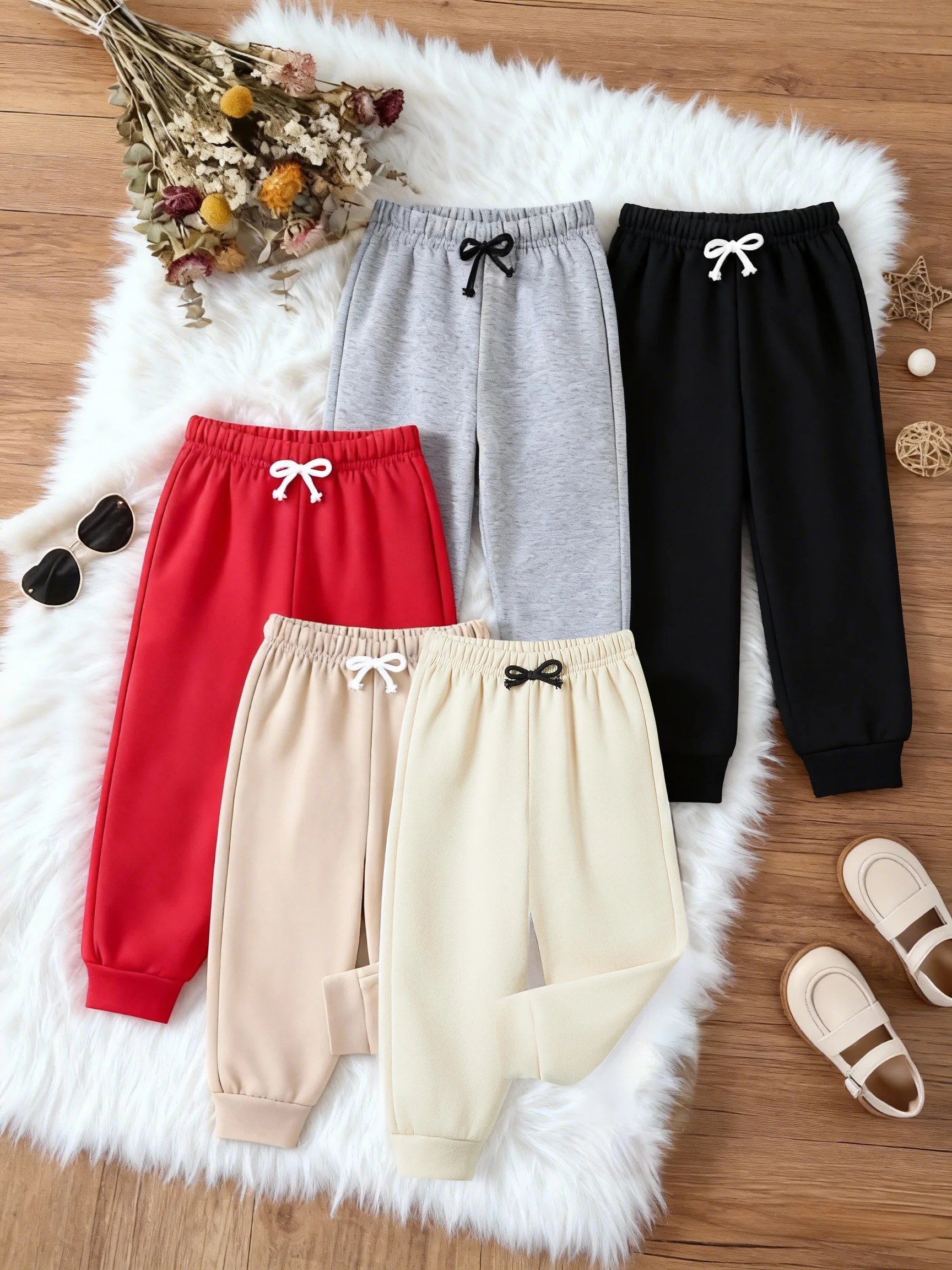 

Новые леггинсы для девочек из 5 штук | Однотонные теплые мягкие повседневные брюки с эластичным поясом и бантом на флисовой подкладке для маленьких девочек D