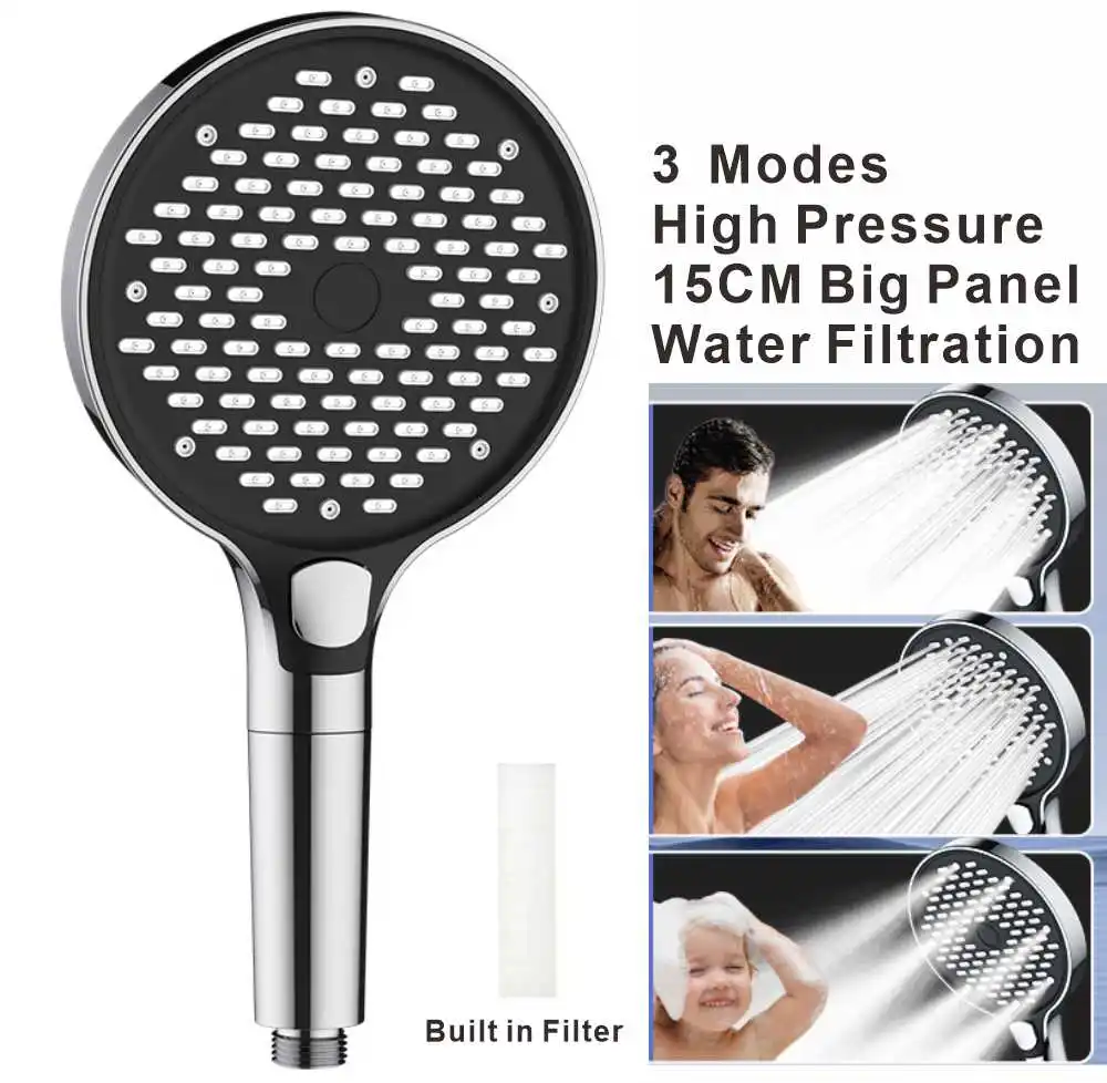 New 15CM 3 Modes Rainfall Shower Large Flow Shower Head Big Panel High Pressure Water Saving Shower Mixer Bathroom Accessories