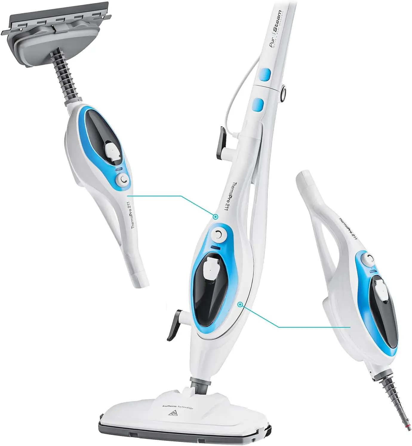 

PurSteam 10-in-1 Steam Mop, Floor Steamer with Detachable Handheld Steam Cleaner for Tile, Hardwood Floors