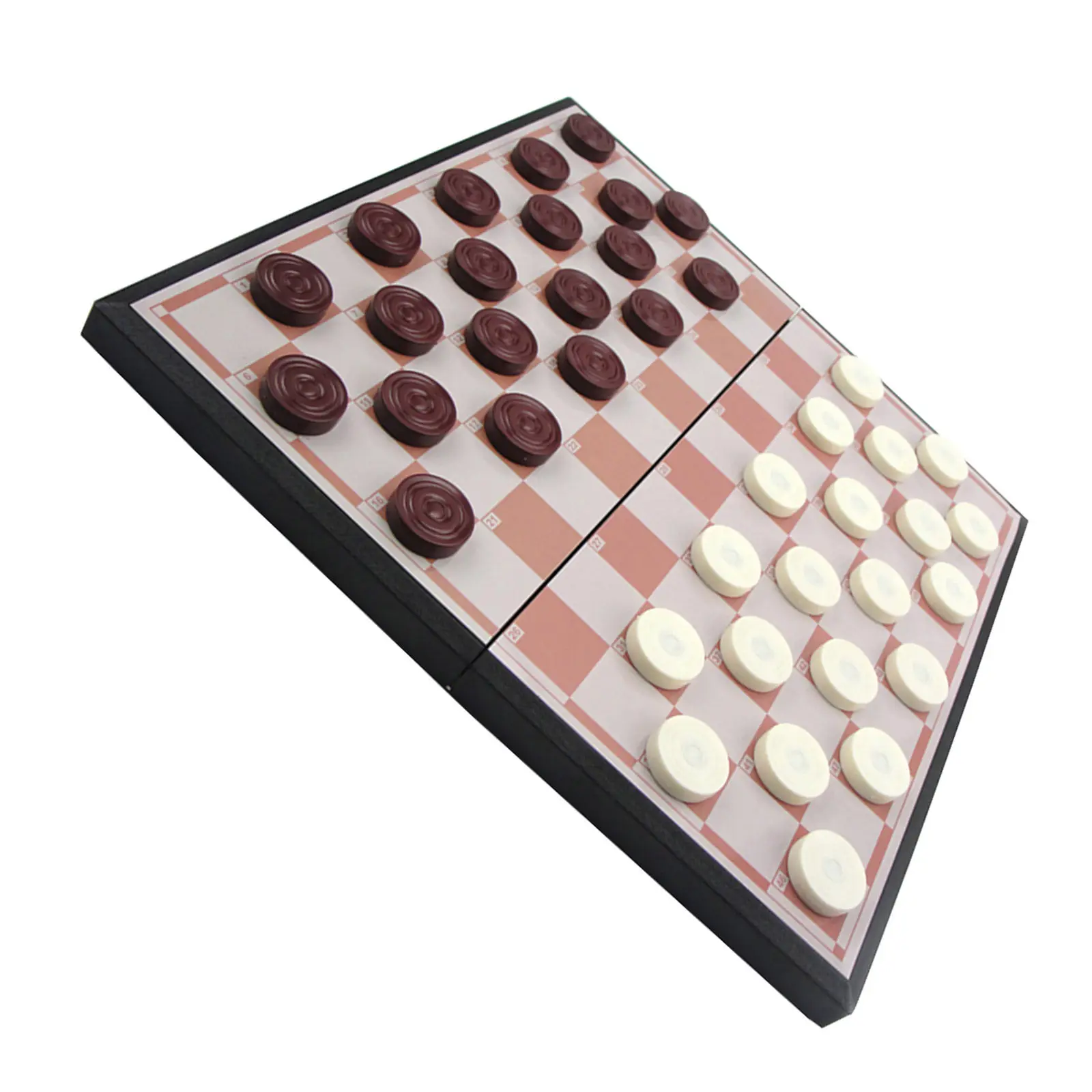 

International Draughts Checkers Set Foldable Magnetic Board Smooth Exquisite Plastic Chess Pieces for Outdoor