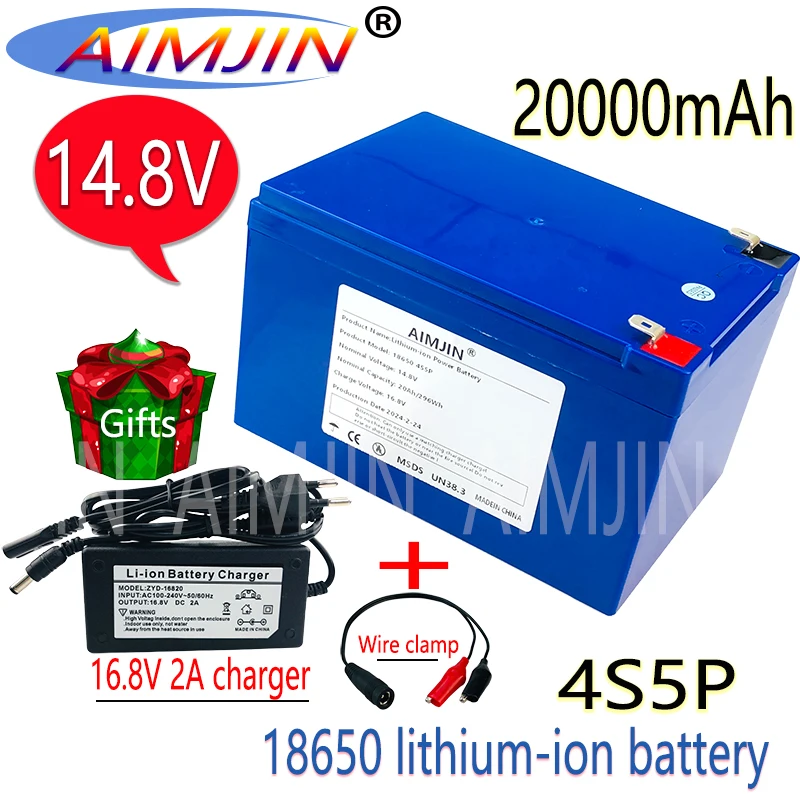 

20Ah 4S5P 14.8V 20000mAh Lithium-ion Battery, Suitable for 16.8V Equipment, High-power Inverter, Tourist Car Solar Cell