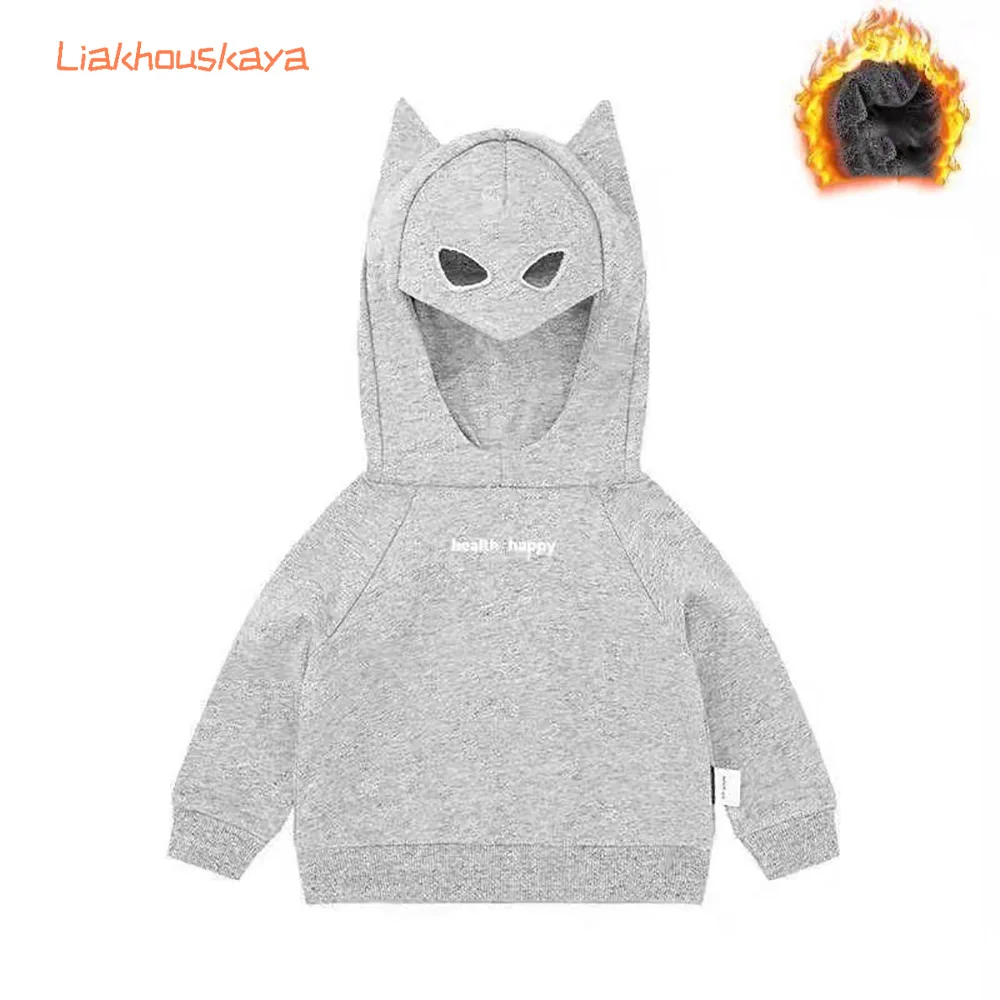 2026 New Kids Fleece Hoodie Batman Print Boys Sweatshirt Warm Pullover Tops Casual Fashion Hooded Jacket for Teenager Boys Girls